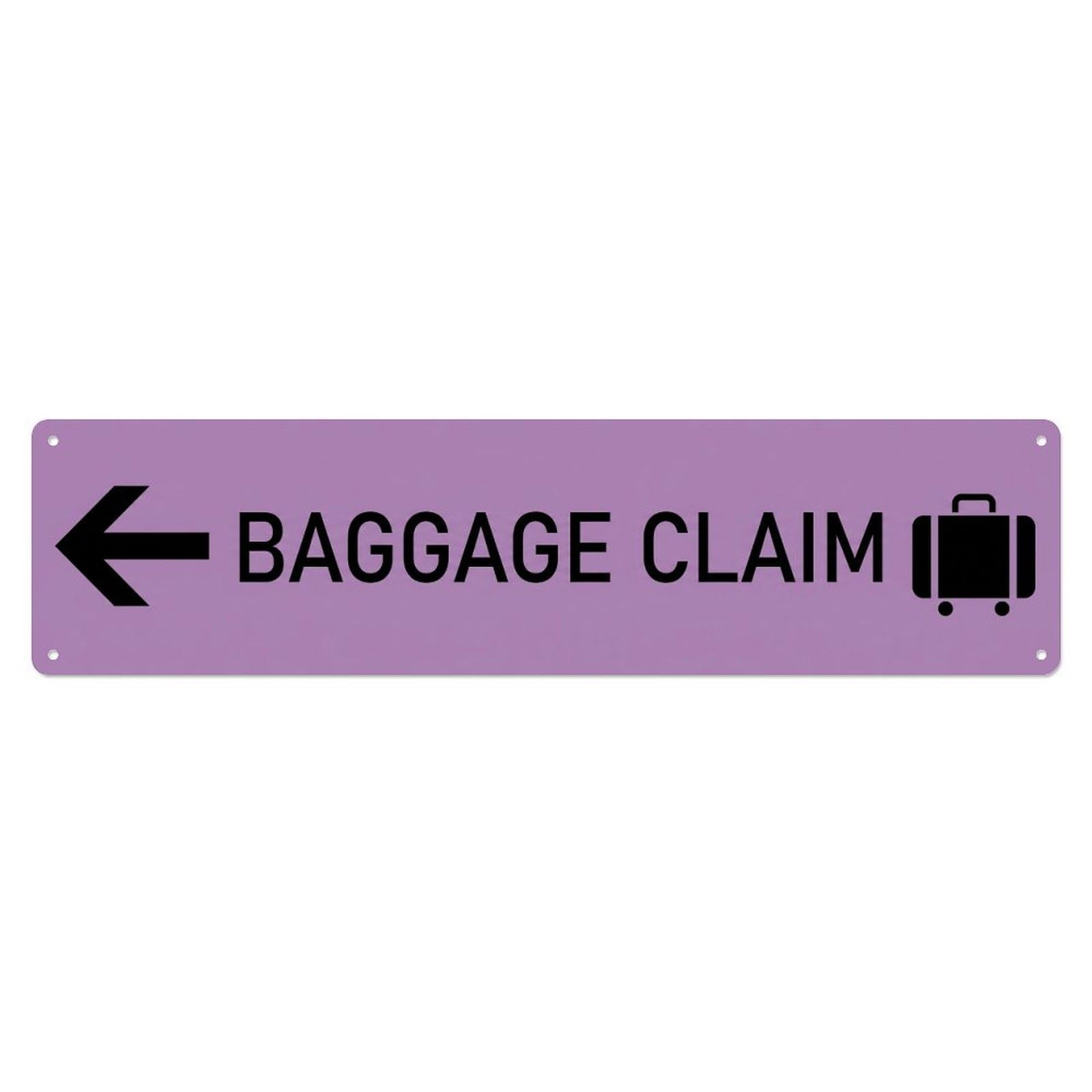 Okahys 4X16inch(10X40cm) Baggage Claim Sign Lilac Black Left Metal Tin Sign