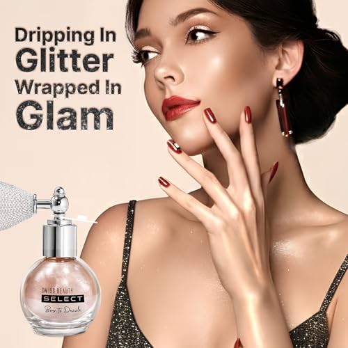Image of Swiss Beauty Select Born To Dazzle Glitter Spray | Pearlescent Particles | Multidimensional Shine | High-Impact Glow | Lightweight & Blendable | Gentle On The Skin | For Body & Hair | Shade- Hollywood Glam, 5gm