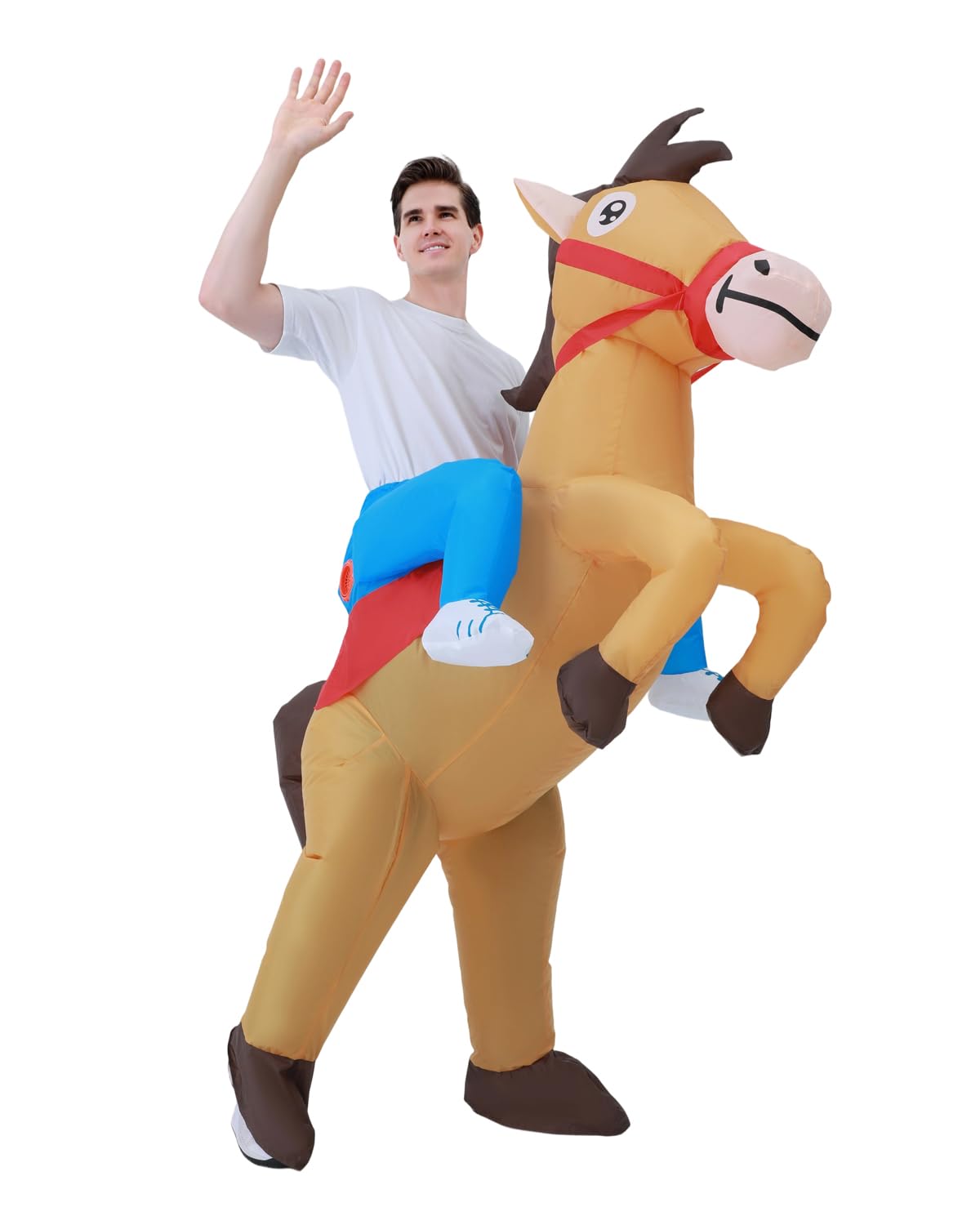 Disfraz caballo inflable para adultos - Disfraz caballo unisex para Halloween Carnaval para alturas 150-190cm - Disfraz inflable perfecto para fiestas, cumpleaños celebraciones,dinosaur costume adult