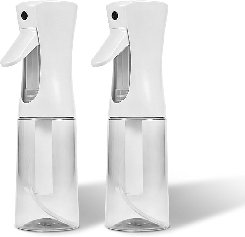 Frasco com Spray Contínuo Corvynis para Cabelos, Névoa Fina, 200 mL, Transparente Branco, Modelo T-White-200ML-2, Pacote com 2