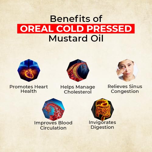 Image of Oreal Premium Kachi Ghani 100% Pure Mustard oil /Sarso Cooking Oil 1 Ltr (Pack of 2)|Good for Bones & Heart|Improve Functioning of Organs