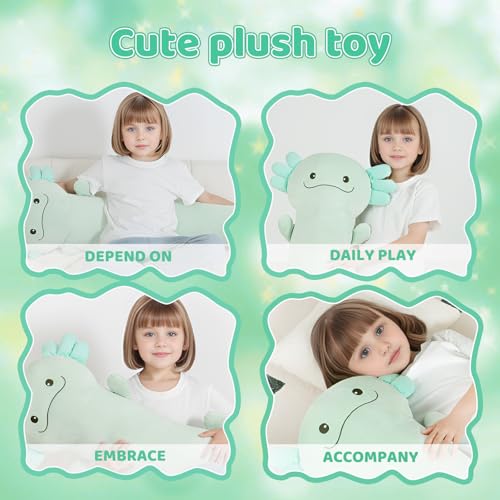 Image of Tianmihou 48 inch Giant Axolotl Plush Stuffed Animal, Big Light Green Axolotl Glow in The Dark Fluorescent Plushies, Jumbo Stuffy Body Pillow Gifts for Kids Adults, Birthday