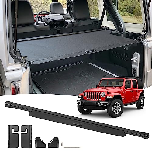 BIGACOVER Cargo Cover for Wrangler JL JLU 4 Door/Hard Top 2018-2023 Retractable Rear Trunk Security Cover Shield Shade (Not for 4XE & Soft Top & Sahara JL Unlimited)