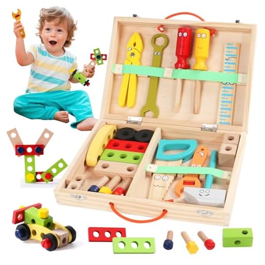Caja Herramientas Juguetes Niños 3 4 Años - Herramientas Bricolaje Juegos Educativos Niños 3 4 Años 34 Piezas Juegos de Construcción de Madera Motosierra Juguete Niños 3 4 5 6 Años