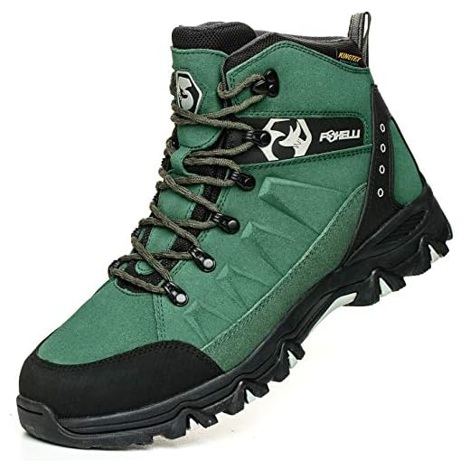 Foxelli Men’s Hiking Boots – Waterproof Suede Leather Hiking Boots for Men, Breathable, Comfortable & Lightweight Hiking Shoes Green
