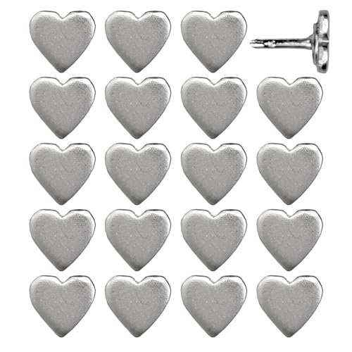 Image of Mini Silver Heart Push Pins - Mini Silver Metal Heart Map Pins - for Cork Board, Maps, or Lapel Pin Use - Designed in USA - Set of 20