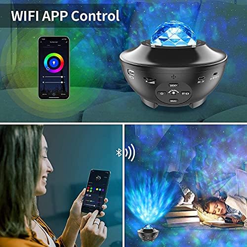 Galaxy Projector, 3 in 1 Smart Star Projector Sky Light Works with Alexa, Google Assistant for Kids Youth Room Decor/Game Rooms/Home Theatre/Night Light Projector with Bluetooth Music Speaker (Black) 2 519 OfM3 FS. AC