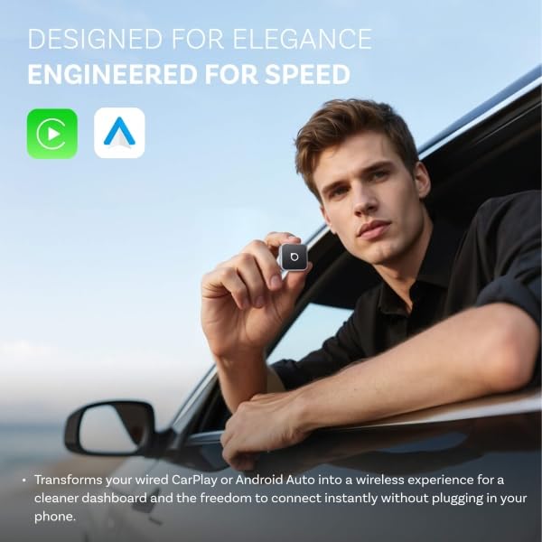 Adattatore Wireless CarPlay e Android Auto per Auto – Connessione Senza Cavi, Plug & Play, Compatibile iPhone & Android – CubeLink 2