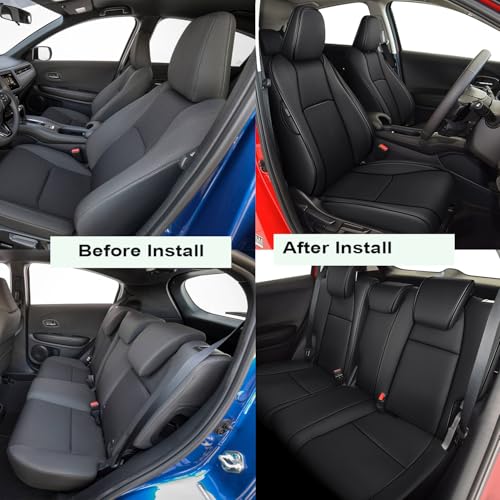 Image of AOMSAZTO Custom Fit Seat Covers for Honda HRV: Sport /EX /EXL /Touring (Not for LX) 2019 2020 2021 2022 Waterproof Anti-Slip Automotive Interior Accessories -Full Set Faux Leather Black