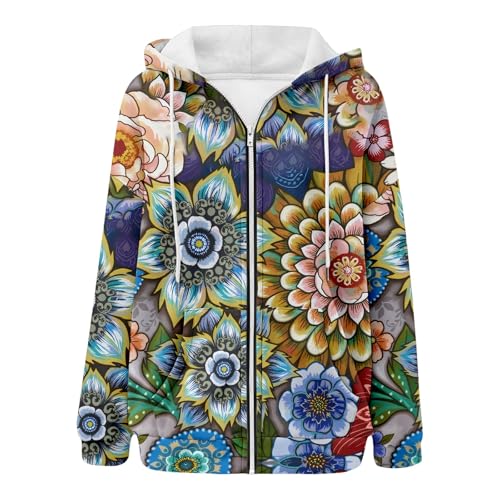 Sweat à capuche décontracté avec fermeture éclair imprimé graphique veste ample