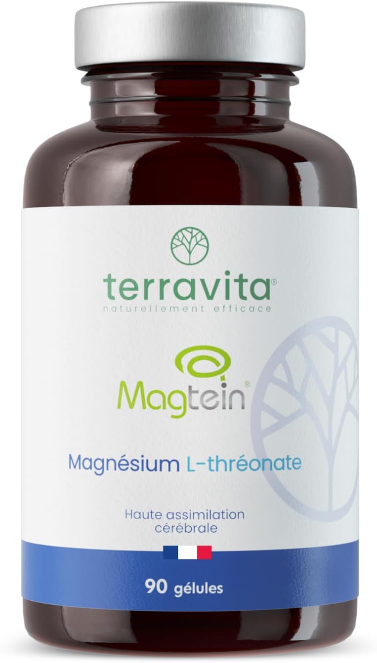 Magnesium L-Threonate Magtein | 2000 mg per Dose | Cognitive Abilities: Learning, Memory and Concentration | Unmatched Brain Assimilation | 90 Vegan Capsules | Made in France | Terravita