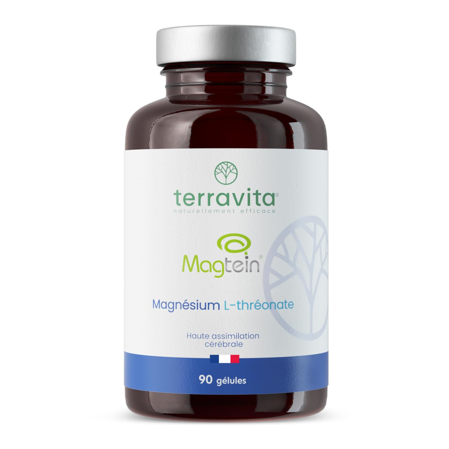 Magnésium L-Thréonate Magtein® | 2000 mg par Dose | Capacités Cognitives : Apprentissage, Mémoire et Concentration | Assimilation Cérébrale Inégalée | 90 Gélules Vegan | Made in France | Terravita