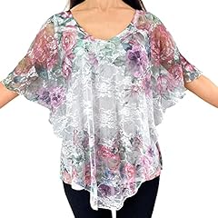 Pink Green Cherry Blossom/White Stretch Lace