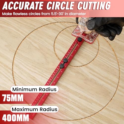 Image of Router Circle Cutting Jig for DeWalt /Bosch /Milwaukee Compact Routers - 4 in 1 Adjustable Router Jig, Aluminum Alloy Circle Cutting Guide for Trim Routers, 5.5-30 inch for Circles, Arcs & Grooves