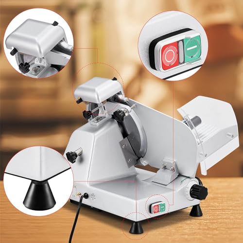 Premium Meat Slicer - Ideal for Deli Cuts and More - 10-inch Blade, 240W Motor, Chromium-plated Steel, Semi-Auto Design, for Commercial and Home Use.