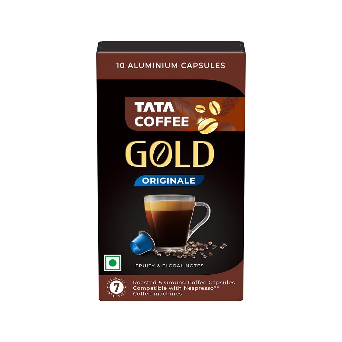 Tata Coffee Gold Coffee Capsules, Intensity- 7 | Tasting notes: Fruity & Floral | 100% Arabica Coffee | Nespresso Compatible Coffee Pods, 10 Aluminium Capsules, 55 g (B0D6NDSD91) Amazon Price History, Amazon Price Tracker