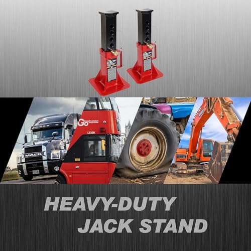 Image of Torin 12 Ton Heavy Duty Pin Style Adjustable Height Automotive Jack Stands, Red, 1 Pair