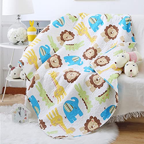Abreeze Cute Lion Nursery Bed Blanket Elephant Giraffe Coverlet Quilt Bedspread Throw Blanket For Boys Cotton Quilt Crib Comforter Soft Toddler Quilt 43" X 51" #TOP27