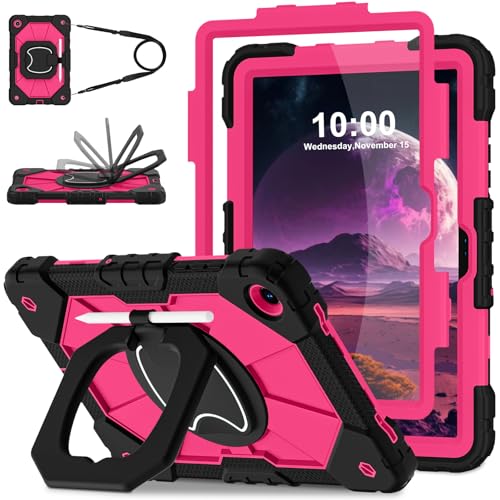Image of WESOROL Case for Samsung Galaxy Tab A11 Plus Galaxy Tab A9 Plus 11 Inch,Shockproof Cover for Samsung Tablet A11+ /A9+ Case with Screen Protector 360 Rotating Stand Pencil Holder,Black Pink
