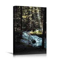 Canvas Wall Art Green Forest Dramatic Forest Landscape Living Room Multicolor Photography Rustic - 12x18 inches