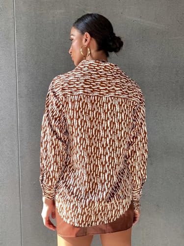 Image of GRECIILOOKS Women's Rayon Oversized Shirt | Korean Style Long Sleeve Oversized Button Down Shirts |Comfortable Rich Top for Office & Casual Outfits (Available in Plus Size)