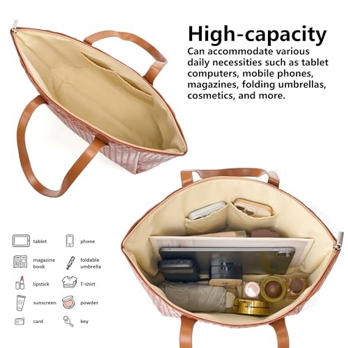 Bolso tote para mujer de cuero PU vegano tejido miniatura 3