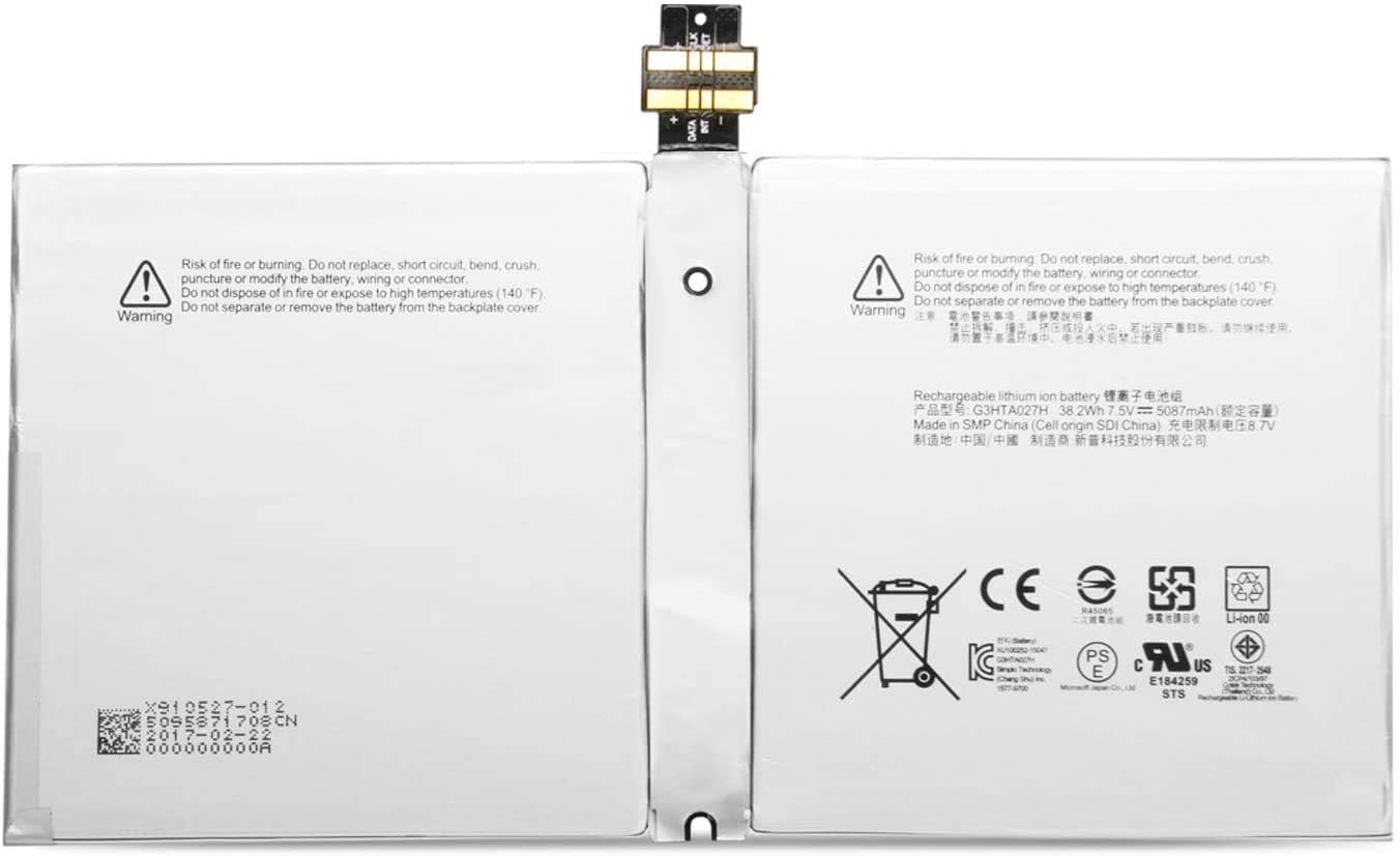 Lapmart G3HTA027H Laptop Tablet Battery for Microsoft Surface Pro 4 1724 12.3 inch Series DYNR01 7.5V 38.2Wh 5087mAh