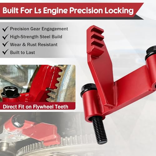 Image of Chelhead Red LS Flywheel Locking Tool Heavy Duty Flexplate Holding Tool Compatible with LS1 LS2 LS3 LS6 LSX Fits 4.8L 5.3L 5.7L 6.0L 6.2L 7.0L Camaro, Corvette, Silverado, Sierra | 8.8 Grade Bolts