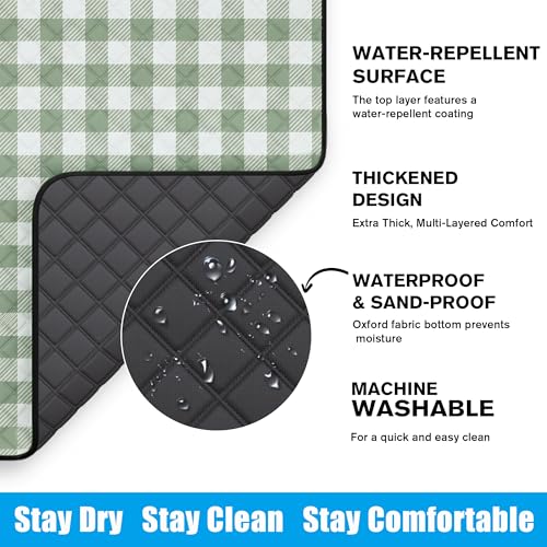 TigeJoy Extra Large Picnic Blanket Waterproof Foldable 80''x80'', Outdoor Picnic Mat Beach Blanket Sandproof for Park, Grass, Travel, Hiking, Camping Essentials, Gingham Picnic Blanket - Image 4