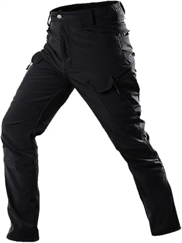 Calças de carga masculina impermeável de inverno forrada com lã macia para esqui na neve