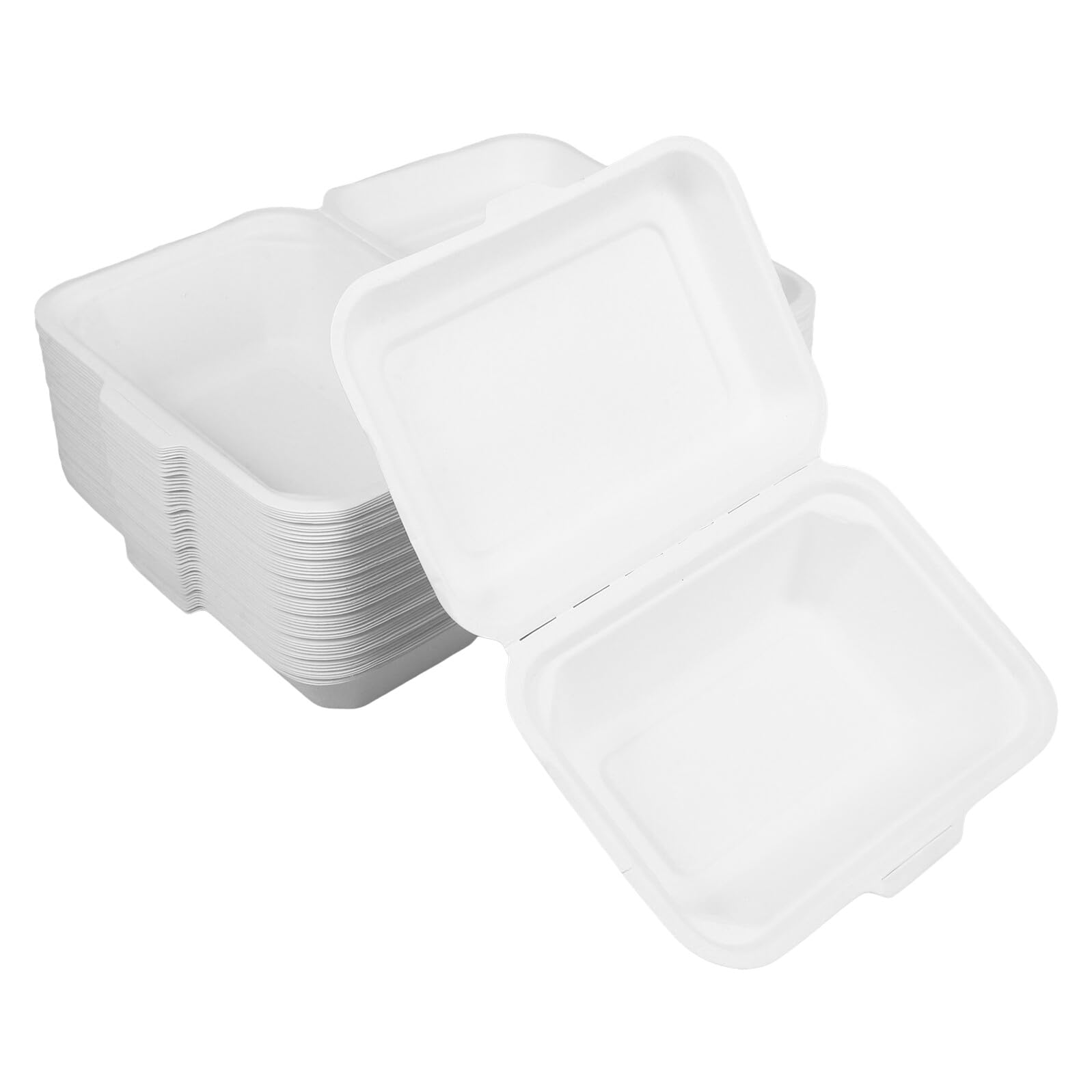 Uonlytech Contenitori per Cibo Usa e Getta in Carta Bianca 600ml 50 Pezzi Scatole Take Away Biodegradabili Multiuso per Confezionare Cibo e Dolci