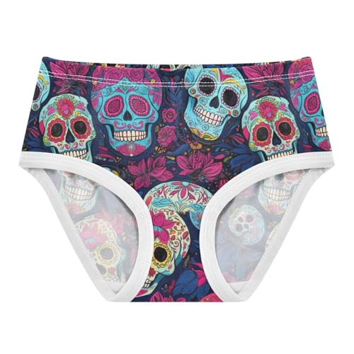 Joisal Colorful Skulls Flowers Dark Blue Toddlers Underwear Floral 2t Cotton Cute Panties Girl Florals Undies Kids Briefs
