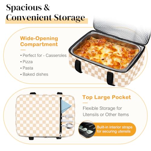 Coobiiya Insulated Casserole Carrier,Lasagna Lugger Tote Keeps Food Hot or Cold,Thermal Lunch Bag Warmer & Cooler Carrier Bag,Portable Tote Bag Fits 9" x 13" Baking Dish for Picnic and Cookout by Coobiiya - Used condition - Image 4