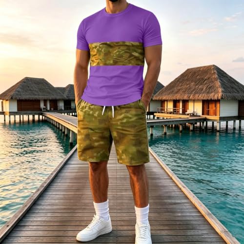 Ensemble short homme imprimé camouflage au confort léger et moderne