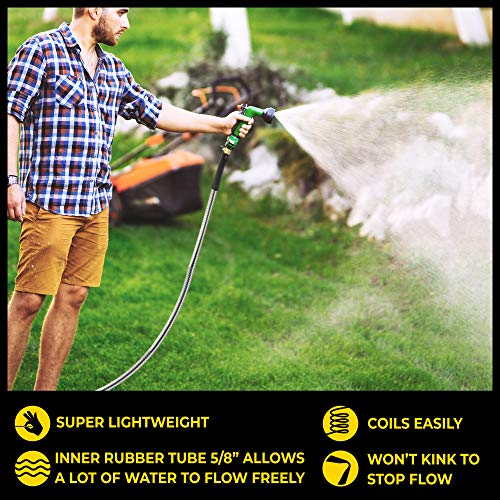 Bionic Steel PRO 100 Ft Garden Hose with Nozzle, Premium 304 Stainless Steel Metal Water Hose 100Ft Flexible Hose, Rust Proof, Lightweight, Heavy Duty, Crush Resistant Fittings, 500 PSI, 2025 Model by BIONIC STEEL - Image 4