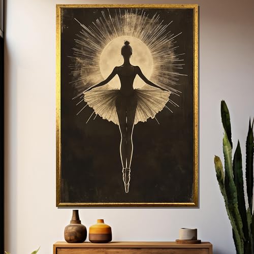 Silhouette de ballerine au clair de lune pour salon élégant et zen