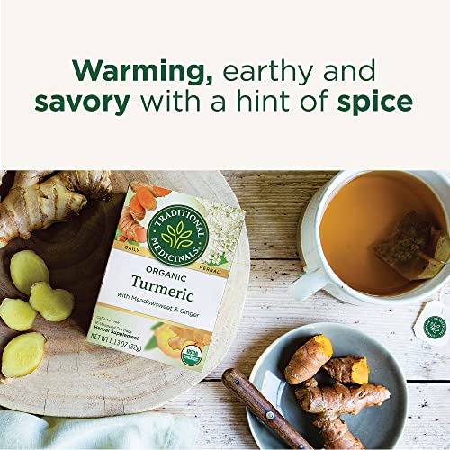 Traditional Medicinals Organic Turmeric With Meadowsweet & Ginger Herbal Tea, Supports A Healthy Response To Inflammation, 16 Count (Pack Of 6) #TOP3