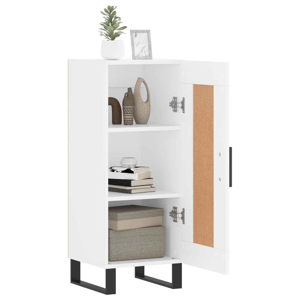 Credenza bianca, 34,5 x 34 x 90 cm, comò con anta, in legno