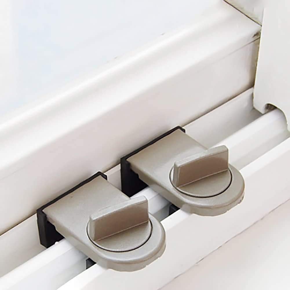 Sliding Window Lock, Aluminum Alloy Window Restrictor Locks Child Safety Window Locks Window Sash Restrictor Key Baby Door for Kitchen Homes Residential Accommodation Hospitals Schools, 2PCS