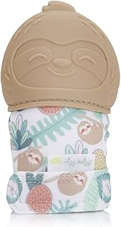 Itzy Ritzy Silicone Teething Mitt - Soothing Infant Teething Mitten with Adjustable Strap, Crinkle Sound & Textured Silicone to Soothe Sore & Swollen Gums, Sloth (MITT8317)