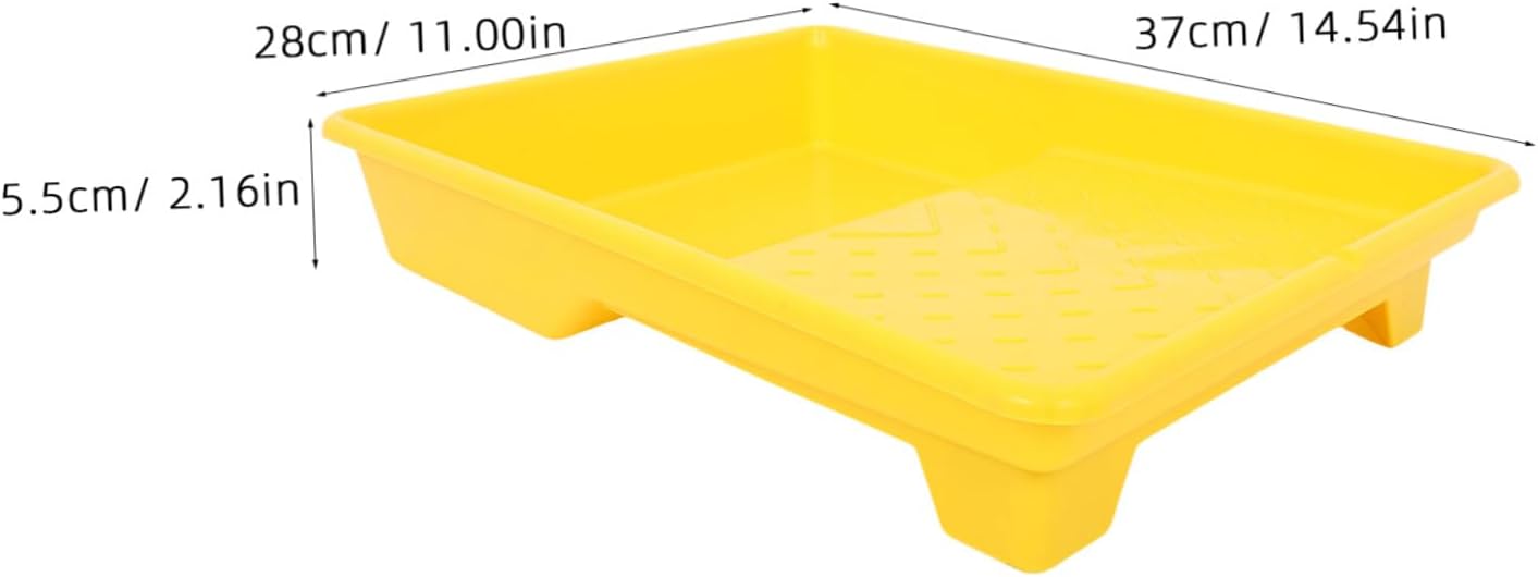 OSALADI 5pcs Plastic Paint Roller Trays for Painting with 9-inch Yellow Paint Pans and DIY Renovation Projects