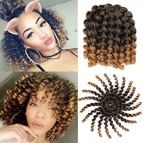 3 Packs Ombre Jumby Wand Curls Twist Crochet Hair Extensions 8Inch Synthetic Crochet Braids For Women 20Strands/Pack Xtrend Hair (1B/27#, 3Packs/Lot) #TOP16