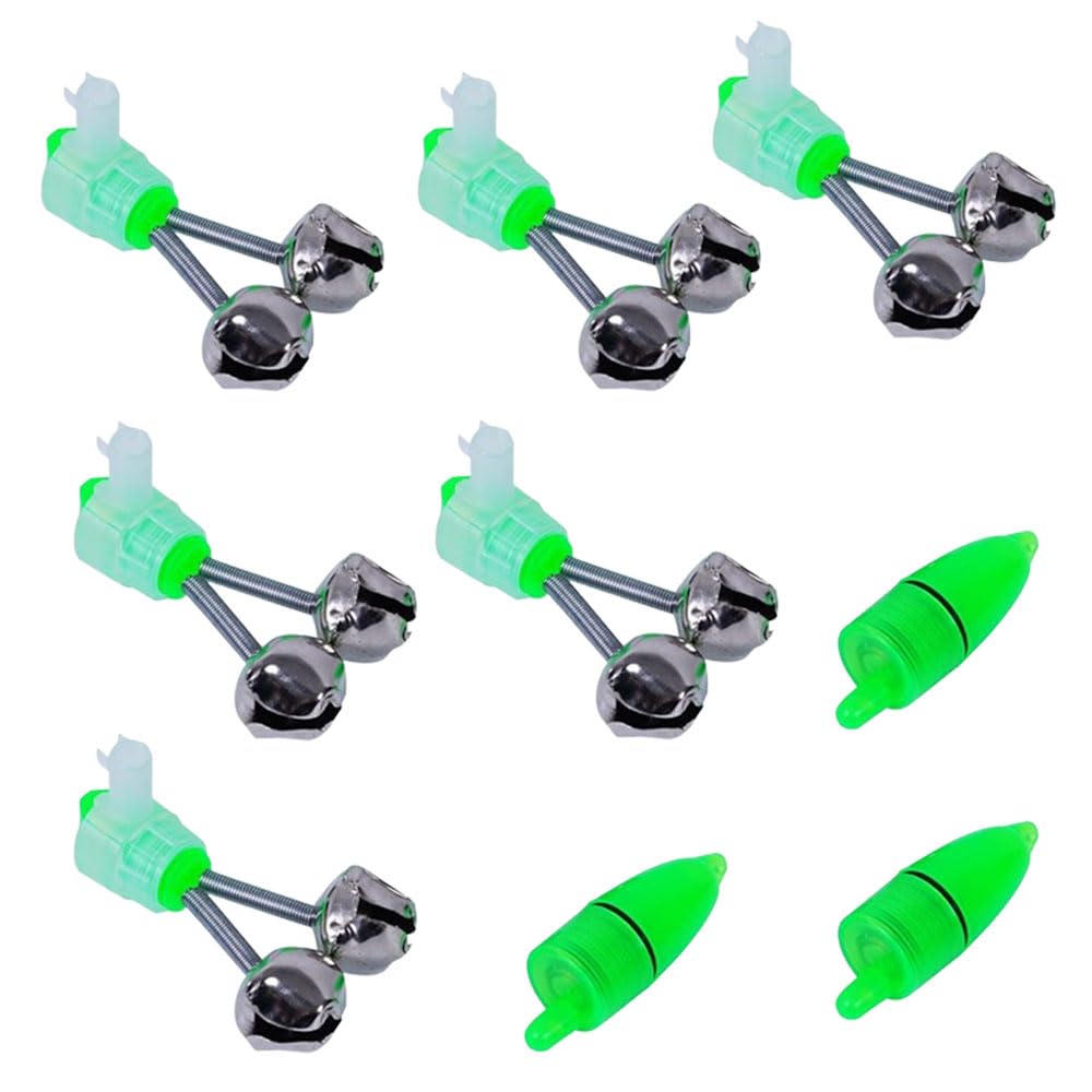 KLOPINXINGH Fishing Bite Alarm - Luminous Dual Bell Rod Indicator with Dual Alarm System, Deep Green Clip Design