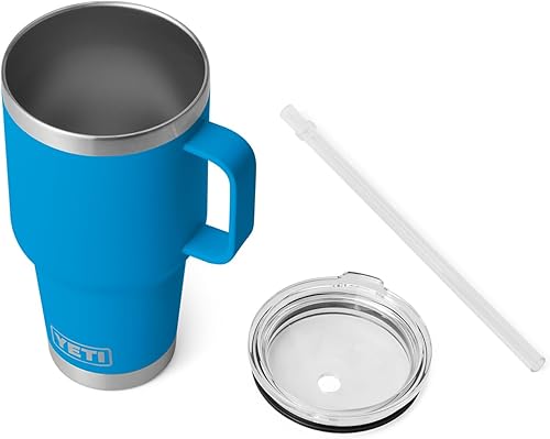 Miniatura 363 de YETI Rambler - Vaso de viaje con asa y tapa con popote, 35 onzas, vaso de agua de viaje, con asa, acero inoxidable, color blanco