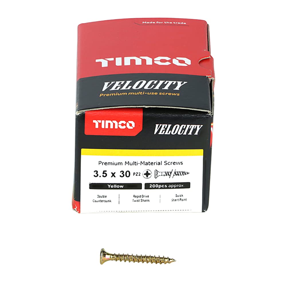 TIMco 35030VY PZ2 CSK ZYP Velocity Screw 3.5 x 30 - Yellow (Box of 200)