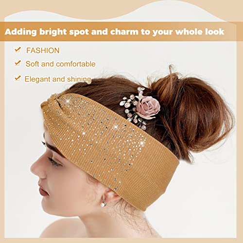 8 Pcs African Head Wraps For Black Women Rhinestone Twisted Headbands Crystal Wide Headbands Bling Twist Head Bands Glitter Elastic Head Turban For Girls Sport Yoga Gifts Hair Accessories, 2 Styles #TOP4