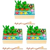 TOYANDONA 3 Sätze Cartoon Fein Spielsachen Motor Montessori Kind Rettich Ziehspiel Rübenwurm zum Käferfang Fangen Holzspielzeug Karotten Ziehen Erzieherische Fähigkeit Spielen Spielzeug