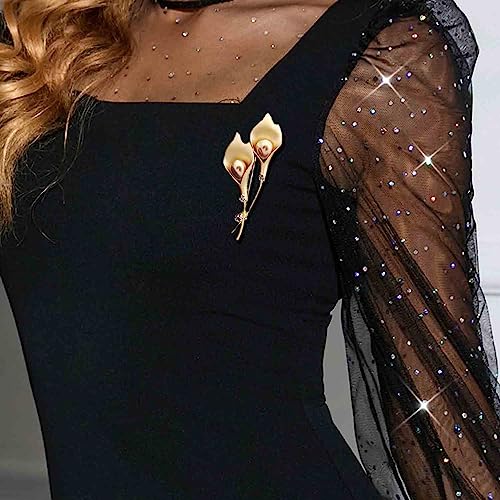 Image of Crystal Pearl Flower Brooches Pins Fashion Beautiful Created Rhinestone Floral Brooch Good Idea for Party Dance Wedding Banquet for Elegant Women Girl