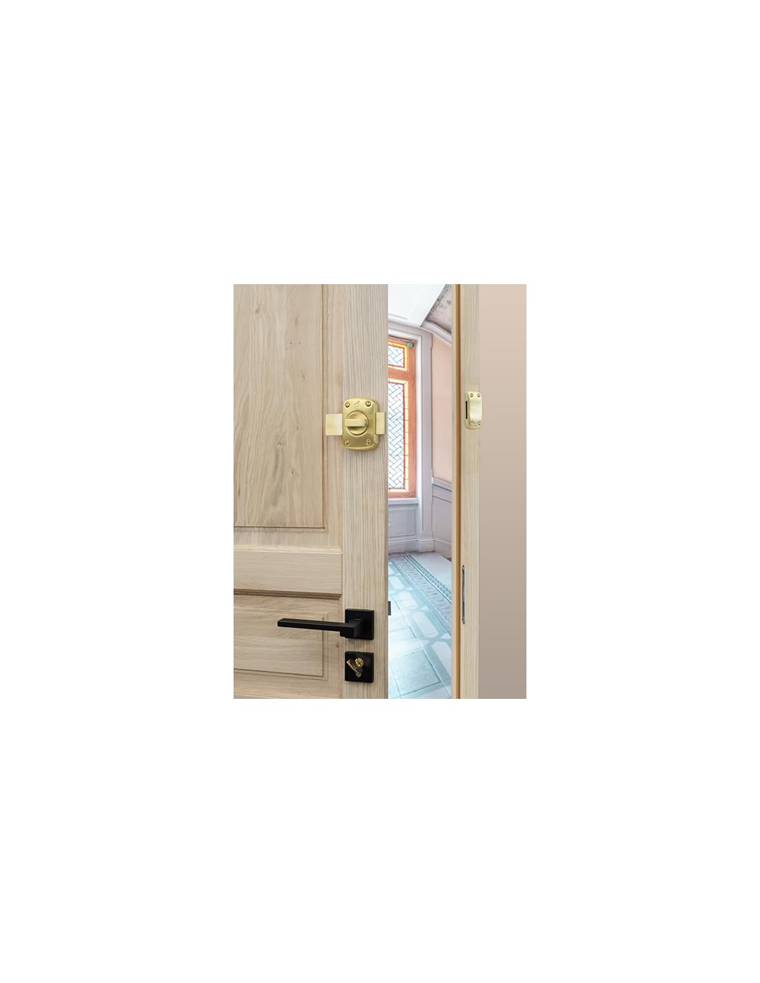FTH - Verrou de Porte M60 à Bouton - Cylindre 45 mm - Coffre et Pêne Laiton Massif Poli - 3 Clés Crantées - Sécurité Domestique - Ø 60 x 90 mm - Jaune/Doré | verrou à bouton et cylindre, cylindre 45 mm, acier, finition laitonnée, 3 clés, porte d'entrée, f