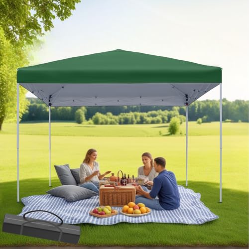 Cenador plegable de 3 x 3 m, resistente al agua, resistente a los rayos UV, con techo Oxford 210D y estructura de tubos de hierro, para eventos al aire libre, mercados y fiestas (verde)